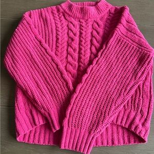 Abercrombie kids Mock neck pink cable knit sweater